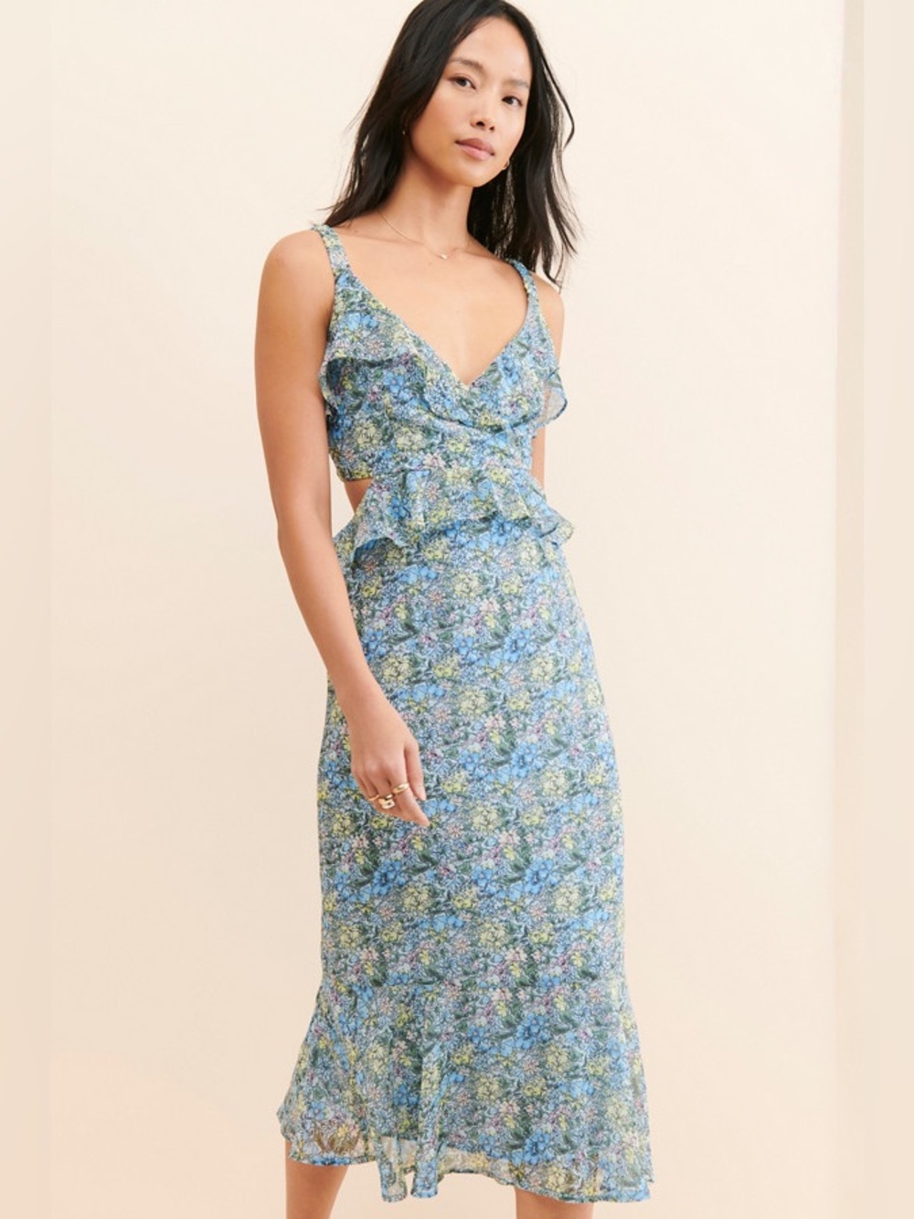 ASTR The Label Wildflower Cutout Midi Dress